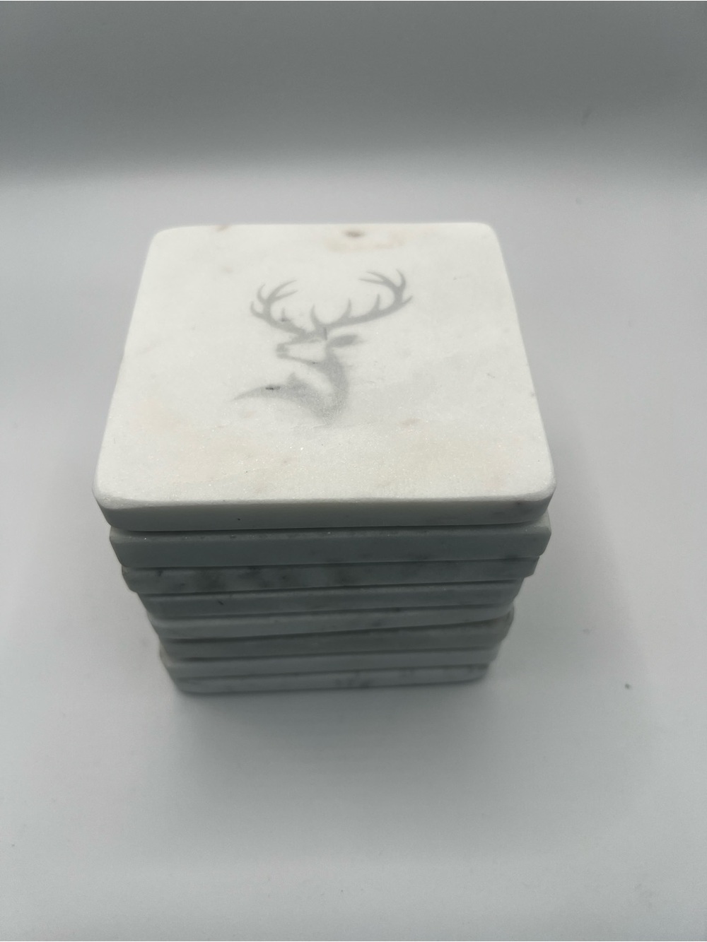 The Dalmore Scotch Whisky Marble Coasters Set of 8 Stag Logo Cork Back